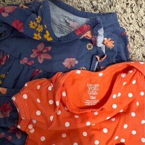 Carter's Blue and Orange Floral and Polka Dot Kids Matching Set